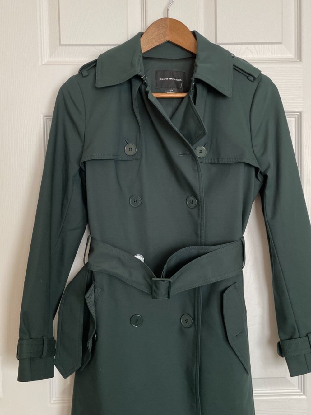 Club Monaco Vivica Trench Coat NWT Dark Rosemary Green Size S